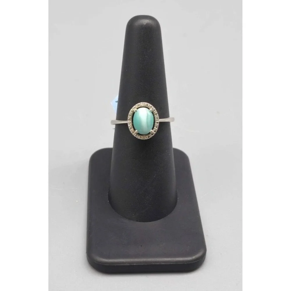 .925 SILVER DIAMOND & CRTD CAT EYE RING SIZE 7.25 2.3G	(GNH022959)